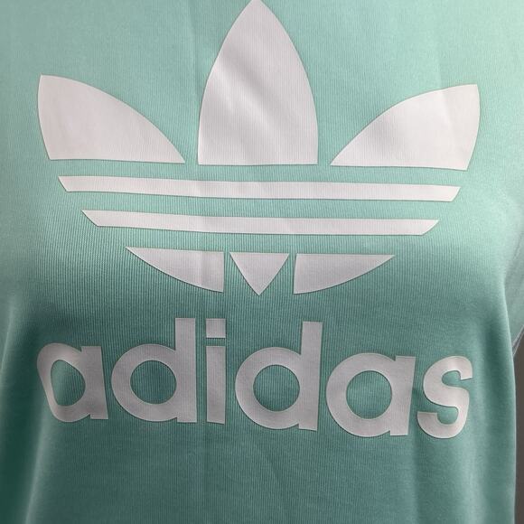 Adidas Mint Green Trefoil Logo T-shirt Tee Dress Size M Side Snap - Picture 4 of 15